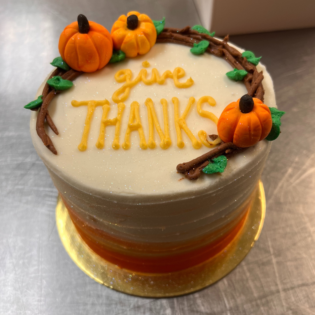 A fall themed cake designed by Chef Kathy Robinson at Cleveland State University.